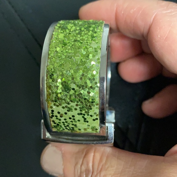 Vintage green glitter Geneva ladies watch bangle-used - Picture 6 of 10